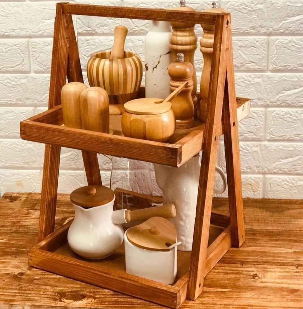 استند چوبی ۲ طبقه